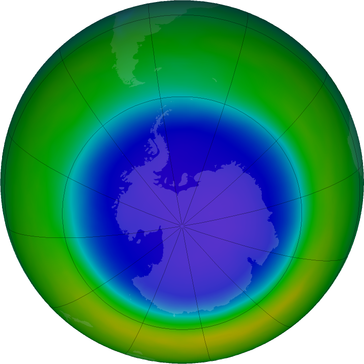Antarctic ozone map for September 2021